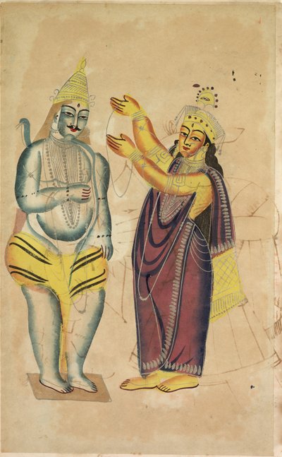 Parvati, Shiva'ya Düğün Çelengi Yerleştirme (rekto) by Unknown artist