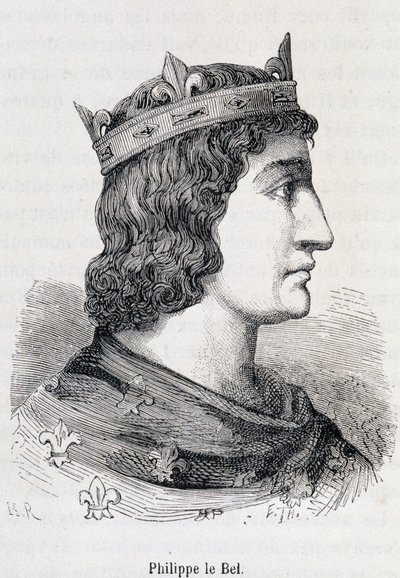 Philippe IV le Bel (1268 - 1314) - Henri Martin tarafından “” Popüler Fransa Tarihi”nde, Jouvet, Paris, T.1 by Unknown artist