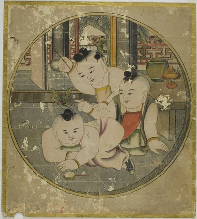 Peygamberdevesi ve Üç Çocuk Resmi 蟷螂三童図 (Tourou sandou zu) by Unknown artist