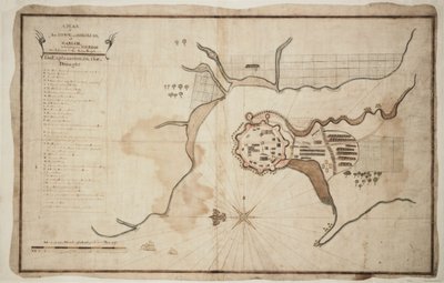 Gariah kenti ve kalesinin planı, 1755 civarı (mürekkep, suluboya) by Unknown artist
