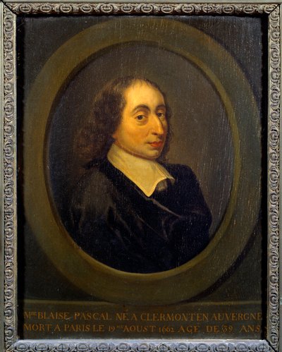 Blaise Pascal (1623-1662), Fransız fizikçi, matematikçi ve yazar portresi. Anonim resim. Port Royal, Musee Des Granges by Unknown artist