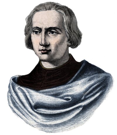 Kristof Kolomb portresi (Christopher Columbus, Cristoforo Colombo, Cristobal Colon) (1451-1506) 19. yüzyılın gravürü by Unknown artist