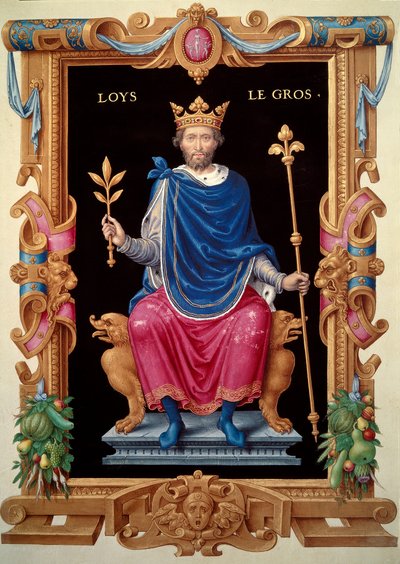 "Gros" (1081-1137) olarak bilinen Louis VI portresi. Minyatür, “Recueil des Kings de France”, Jean du Tillet tarafından, yaklaşık 1555-1566. BN, Paris by Unknown artist