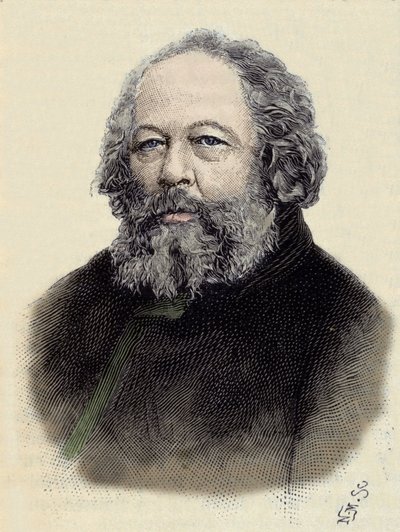 Rus anarşisti Mikhail Aleksandrovich Bakunin'in (Bakunin) (1814-1876) portresi. by Unknown artist