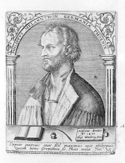 Philipp Melanchton'un (Melanchthon) portresi (1497 - 1560), Alman dini reformcu. Oymak. by Unknown artist