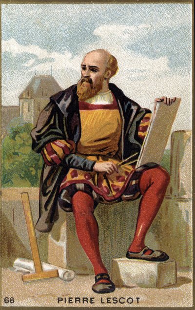 Pierre Lescot (1515 - 1578) Fransız mimar ve ressam portresi. 19. yüzyılın kromolitografisi. by Unknown artist