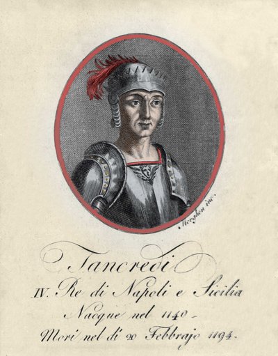 Sicilya ve Napoli kralı Tancrede de Lecce'nin (Tancredi) portresi (1140-1194). by Unknown artist