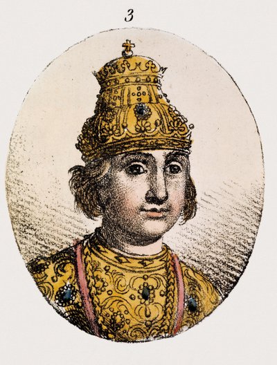 Theodore Fyodor II Borisovich Godunov'un portresi (renkli gravür) by Unknown artist