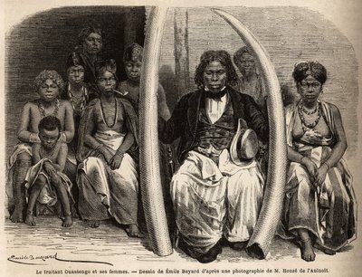 Afrikalı fildişi bir müzakerecinin portresi, eşlerini çevreliyor. Doktor Griffon du Bellay