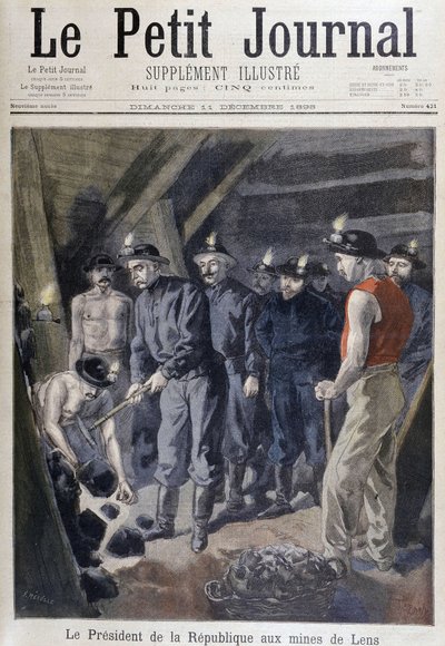 Cumhurbaşkanı Jean Casimir-Perrier (Casimir Perrier, Casimir Perrier, Casimir Perrier) Lens madenlerinde madencilerle çevrili, “Le petit Journal”” 11 Aralık by Unknown artist