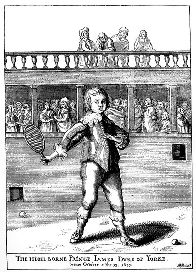 Prens James, York Dükü (1633-1701) palmiye oyunu oynuyor, daha sonra Joseph Strutt tarafından yazılan “İngiltere halkının sporları ve eğlenceleri”nde İngiltere Kralı II. James (James II Stuart) olarak geri döndü. by Unknown artist