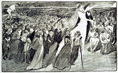 Lourdes'deki hac sırasında alayı, Theophile Alexandre Steinlen'in (1859 - 1923) alegorisi, Emile Zola'nın (1840-1902) “Lourdes”unu “Gil Blas şantiye”den almış. by Unknown artist