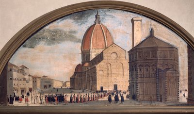 Katedral santa maria del Fiore meydanında geçit töreni, Floransa (resim, c.1650) by Unknown artist