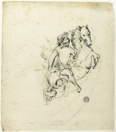 Defne Taçlı Putto, Zıplayan At Üzerinde by Unknown artist