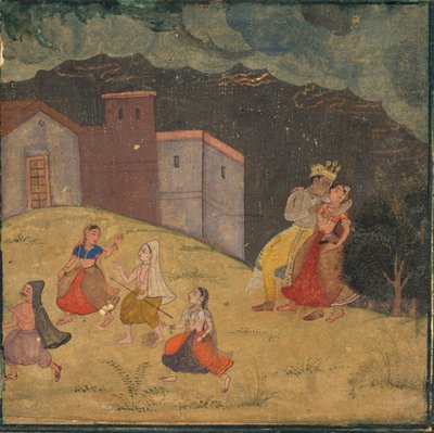 Radha ve Krishna Fırtınaya Yakalandı by Unknown artist