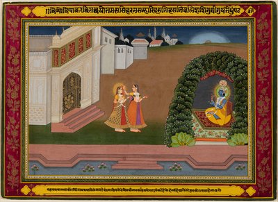 Radha'nın Sırdaşı Bihari Şiirine Dayalı Olarak Onu Krishna'ya Getiriyor (Hint, 1595-1663) by Unknown artist