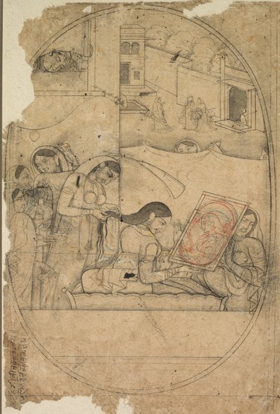 Radha'nın Saçını Giydirmek by Unknown artist