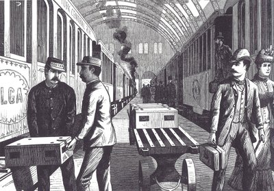 Demiryolu hamalları, 19. yüzyılın sonlarında (ahşap oyma) by Unknown artist