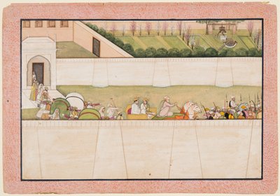 Rama'nın Kardeşleri Bharata ve Shatrughna, babaları Dasharatha'nın ölümünü onlara bildirmek için ormanda Rama ve Lakshmana'yı bulmak için Ayodhya'dan yola çıktılar. by Unknown artist
