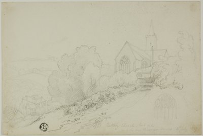 Rattery Kilisesi, East End ve yeni Vicarage House by Unknown artist