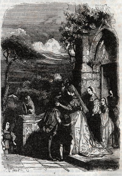 Ailesine dönen Renaud - “Öfkeli Roland”dan 1851 gravürü by Unknown artist