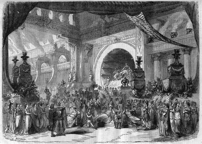 Bir operanın temsili: III. perde, Charles Gounod (1818-1893) tarafından “” Faust” un ikinci resmi - “” Le Journal Illustré””de Gravür by Unknown artist