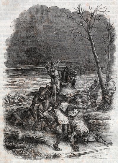 Roland Cymosque halkını katlediyor - “Öfkeli Roland”dan 1851 gravürü by Unknown artist