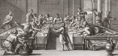 Roma triclinium veya masa ve kanepeli yemek odası by Unknown artist