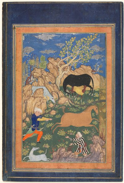 Rüstem Bir Manzarada Atını Kement, Rakhsh (rekto) by Unknown artist