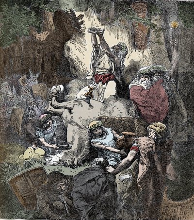 Kafir Tanrılara Kurban Vermek - Kelt Uygarlığı: Bir Atın Bereket Tanrılarına Kurban Edilmesi by Unknown artist