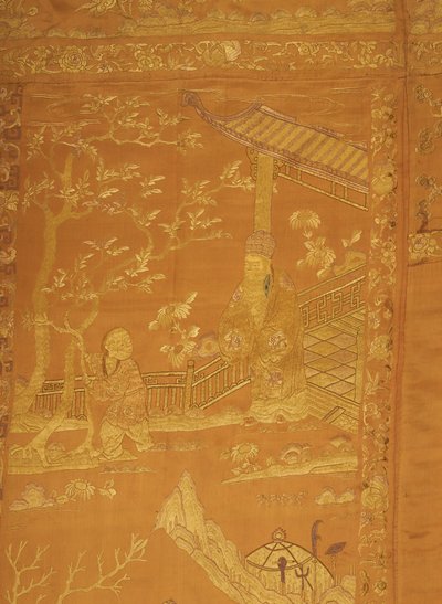Saten, işlemeli. büyük bir asma şeklinde by Unknown artist