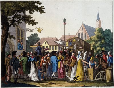18. yüzyılda yürüyüş sahnesi - gravür by Unknown artist