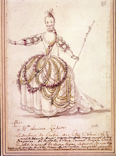 Senaryo: Jean Philippe (Jean-Philippe) Rameau (1683-1764) 1761 tarafından pastoral “” Zais” için kostüm çizimi. Suluboya. by Unknown artist
