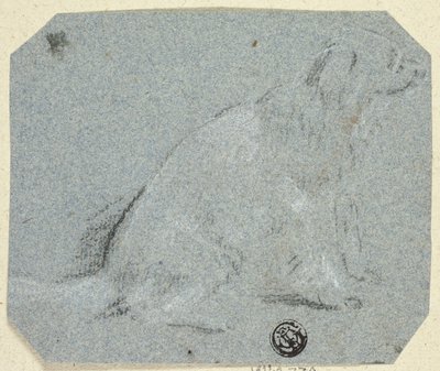 Profilden Oturan Köpek by Unknown artist