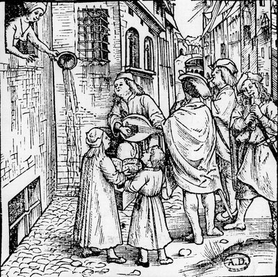 Öğrenci serenatı (müzisyenler), Basel, yaklaşık 1500 - gravür, İncil. by Unknown artist