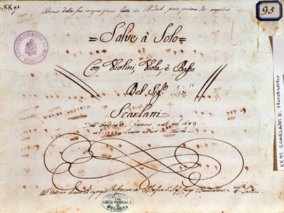 Domenico Scarlatti tarafından Salve Regina için notalar sayfası by Unknown artist