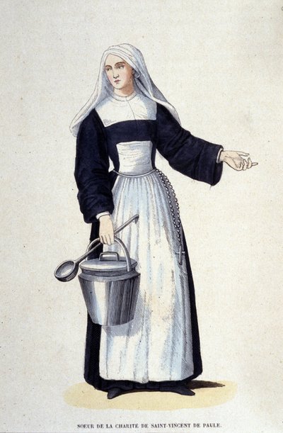Saint Vincent de Paul Yardım Kuruluşunun kız kardeşi. Dini emirler üzerine bir albümden gravür, Paris by Unknown artist