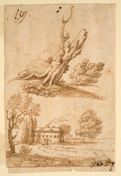 Bir Villa ve Ağacın Eskizleri by Unknown artist