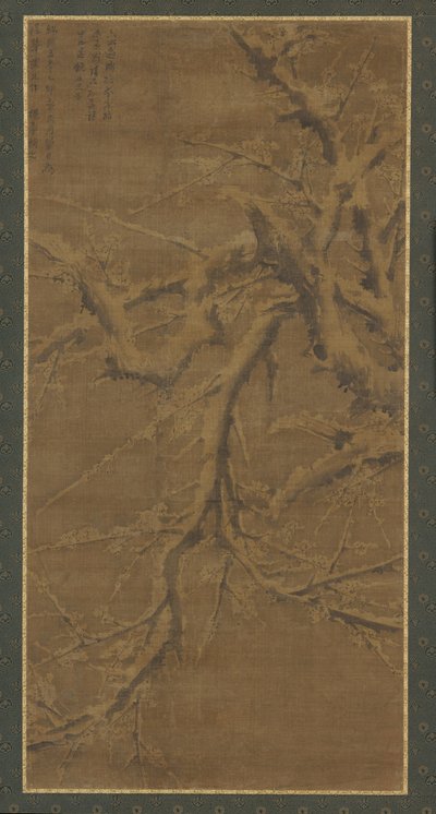 Bir erik ağacının karla kaplı dalları by Unknown artist