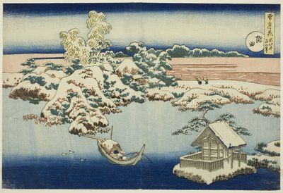 Sumida Nehri Üzerinde Kar, Kar, Ay ve Çiçekler serisinden by Unknown artist