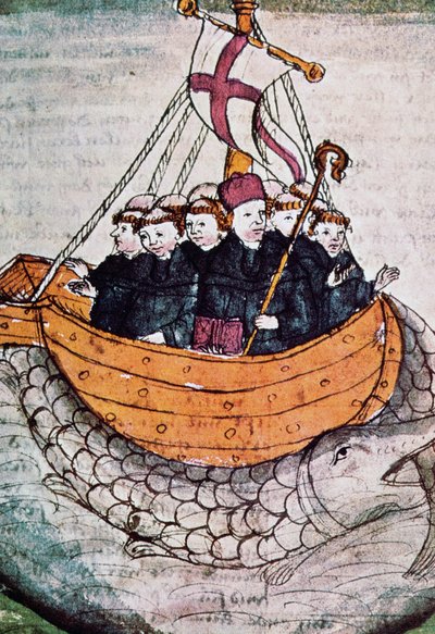 balina üzerinde St Brendan, Almanca çeviriden minyatür by Unknown artist
