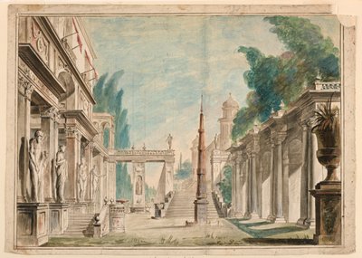 Sahne Tasarımı, Bina Bitişik Park Manzarası by Unknown artist