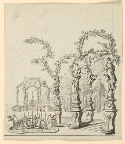 Sahne Tasarımı: Çeşmeli ve Heykelli Bahçe Mimarisi by Unknown artist