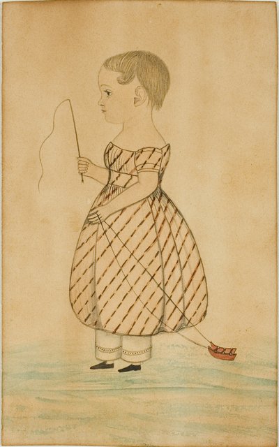 Sol Profilde Kırbaç ve Oyuncak Kızakla Duran Kız by Unknown artist