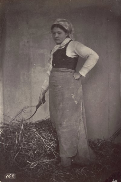 [Tırpanla Ayakta Duran Kadın] by Unknown artist