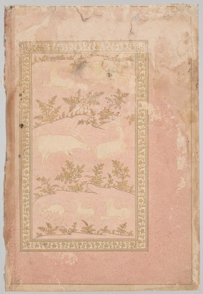 Şablonlu Aslan ve Ceylan Sahneleri (verso) by Unknown artist