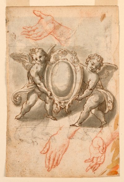 Rozetli El ve Putti Çalışmaları by Unknown artist