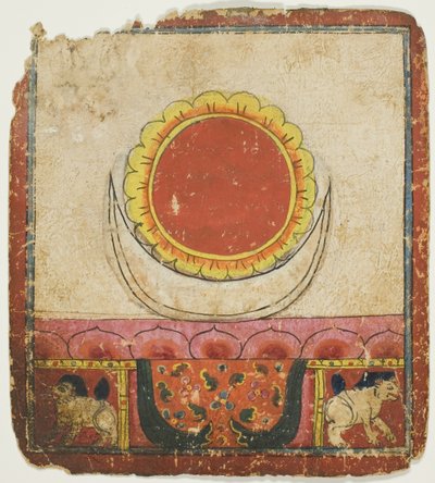 Aslan Tahtında Güneş, Ay ve Lotus, İnisiyasyon Kartları Setinden (Tsakali) by Unknown artist