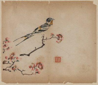 Çiçekli Şeftali Dalı Üzerinde Yutmak by Unknown artist