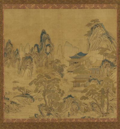 Goblen: manzara - dağlar arasında bir saray by Unknown artist